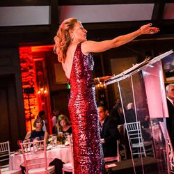 Aimee Preston speaks at the JANS Winter Welcome 2016 and Youth Sports Alliance Charity Auction and Dinner at the Stein Eriksen Lodge in Park City, Oct. 29, 2016.