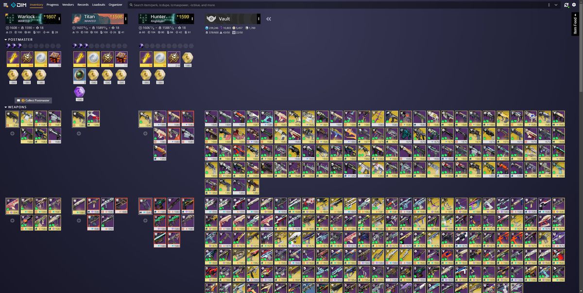 An image showing Destiny Item Manager.