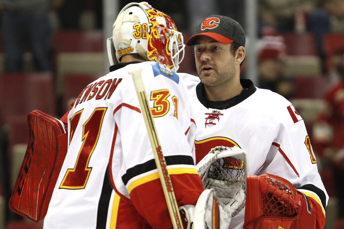 Former Islanders Scapegoat Chad Johnson is the Flames regular starter, but Brian Elliott gets the nod tonight.