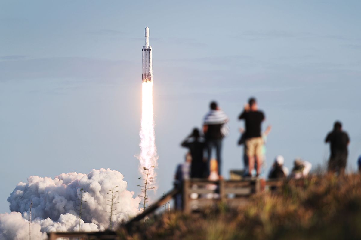 SpaceX Falcon Heavy Rocket Launches Communications Satellite