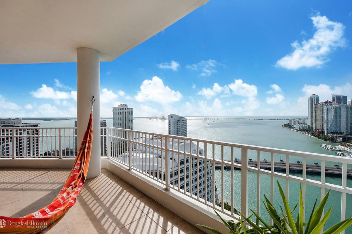 The incredible bay view from a penthouse for sale in Brickell Key