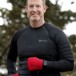 Dale Lewis, CEO and president of Fortress, shows off the company’s clothing products in Salt Lake City on Thursday, Jan. 2, 2020.