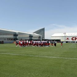 A general view of the Kansas City Chiefs on the field after the organized team activities at the University of Kansas Hospital Training Complex.