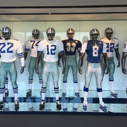 Another of my favorite features is this museum-quality display featuring uniforms sported by the Cowboys throughout the team’s history. 