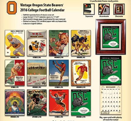 Oregon State 2016 Calendar Back