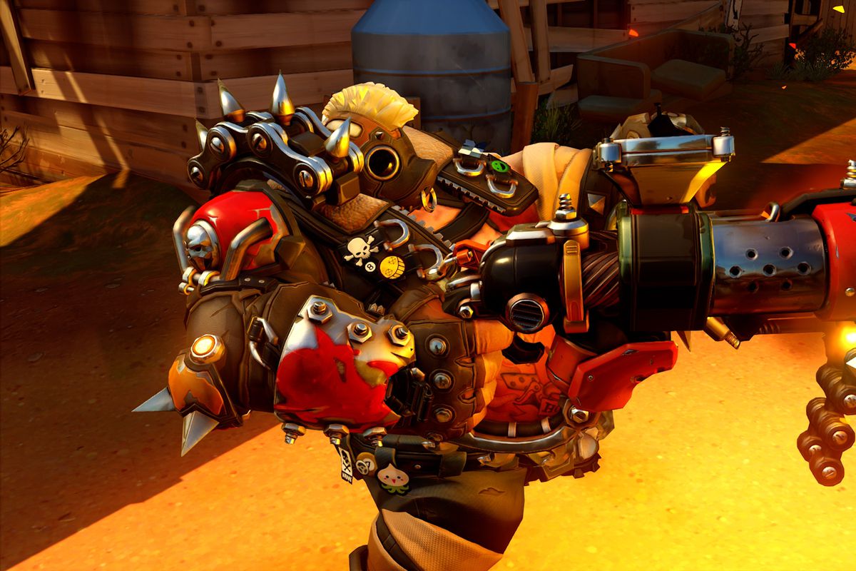 Roadhog uses his Whole Hog ability in a screenshot from the original Overwatch