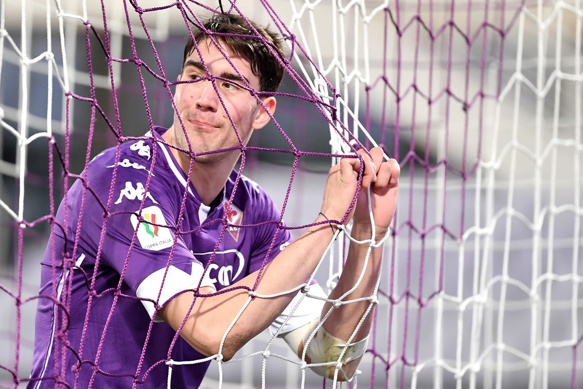 Dusan Vlahovic of ACF Fiorentina reacts during the Italy Cup...