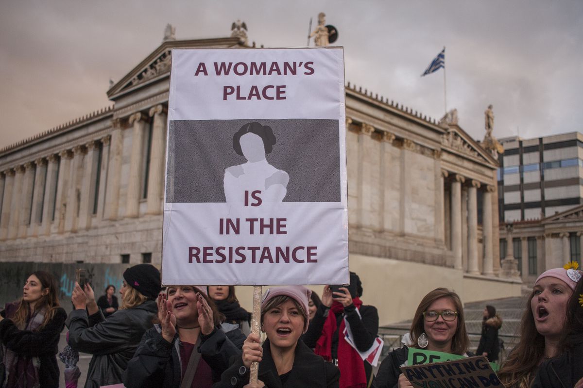 A sign held up by protesters in the Women’s March.