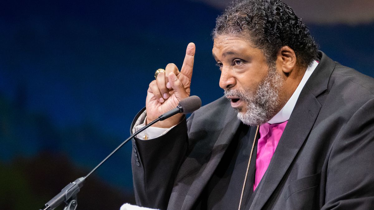 The Rev. Dr. William Barber II speaks at Brigham Young University on Tuesday, Nov. 30, 2021.