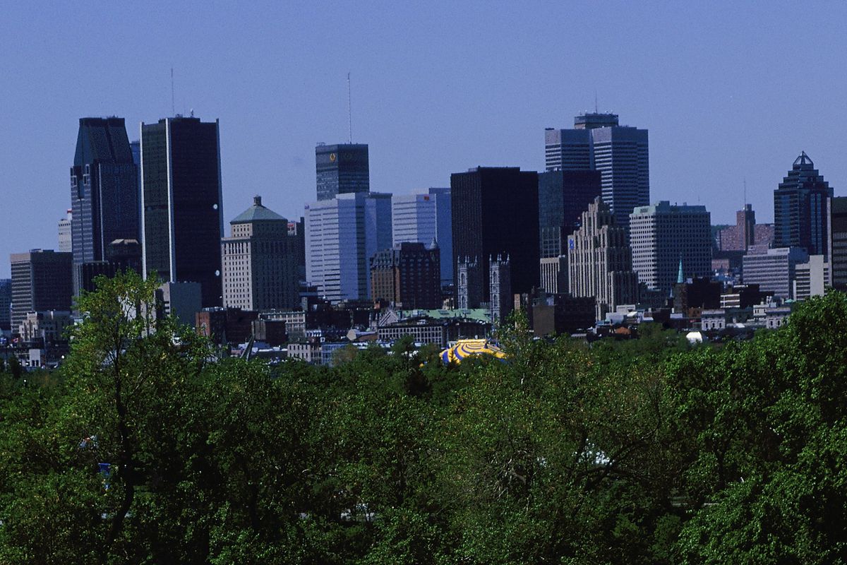 If you don't recognize the skyline, it's Montreal. What would it look like with a new baseball park?