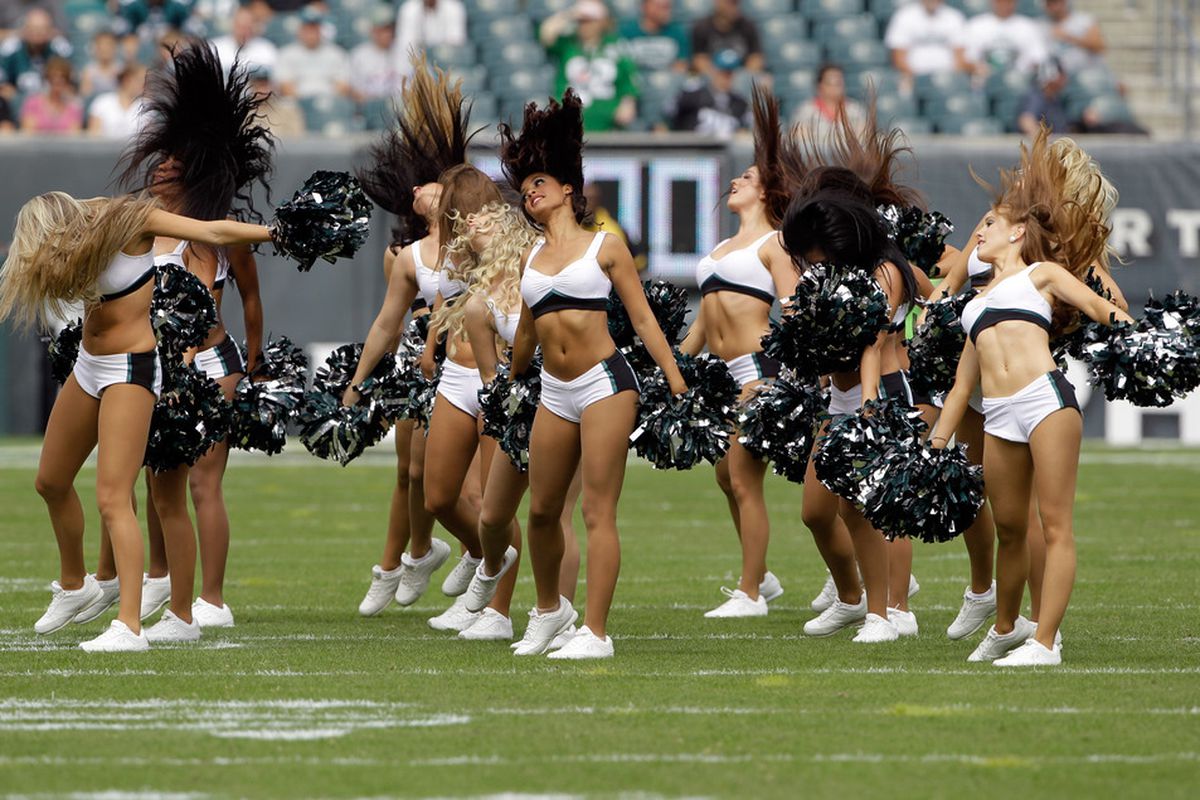 PHILADELPHIA, PA - SEPTEMBER 25:  Cheerleaders perform before the game between the Philadelphia Eagles and the New York Giants at Lincoln Financial Field on September 25, 2011 in Philadelphia, Pennsylvania.  (Photo by Rob Carr/Getty Images)