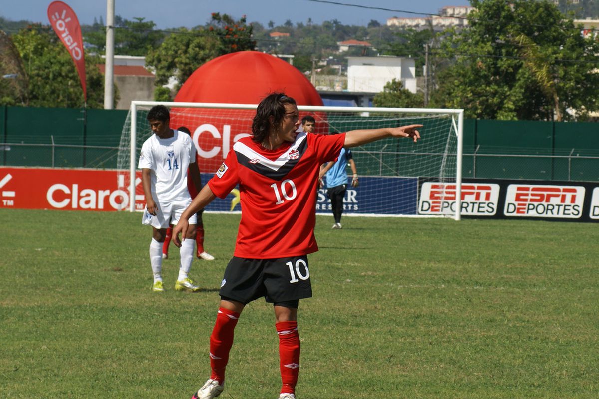 Keven Aleman of the Canadian U-17 team in action at the CONCACAF qualifying tournament (Image from CanadaSoccer.com, all rights reserved)