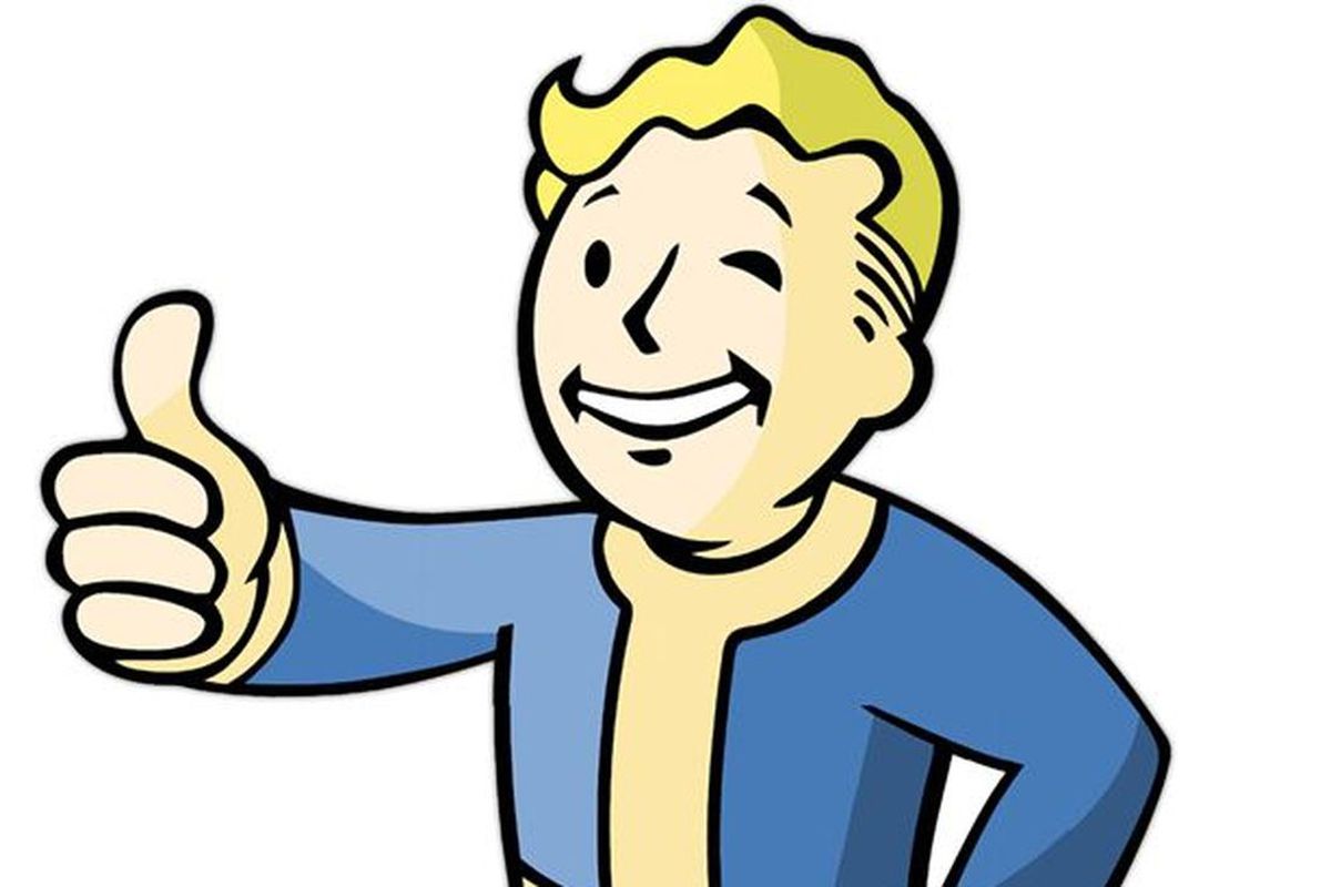 A cartoon blonde man in a blue and yellow jumpsuit winks while giving a thumbs-up