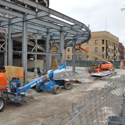 View of the main bleacher gate from Sheffield - 