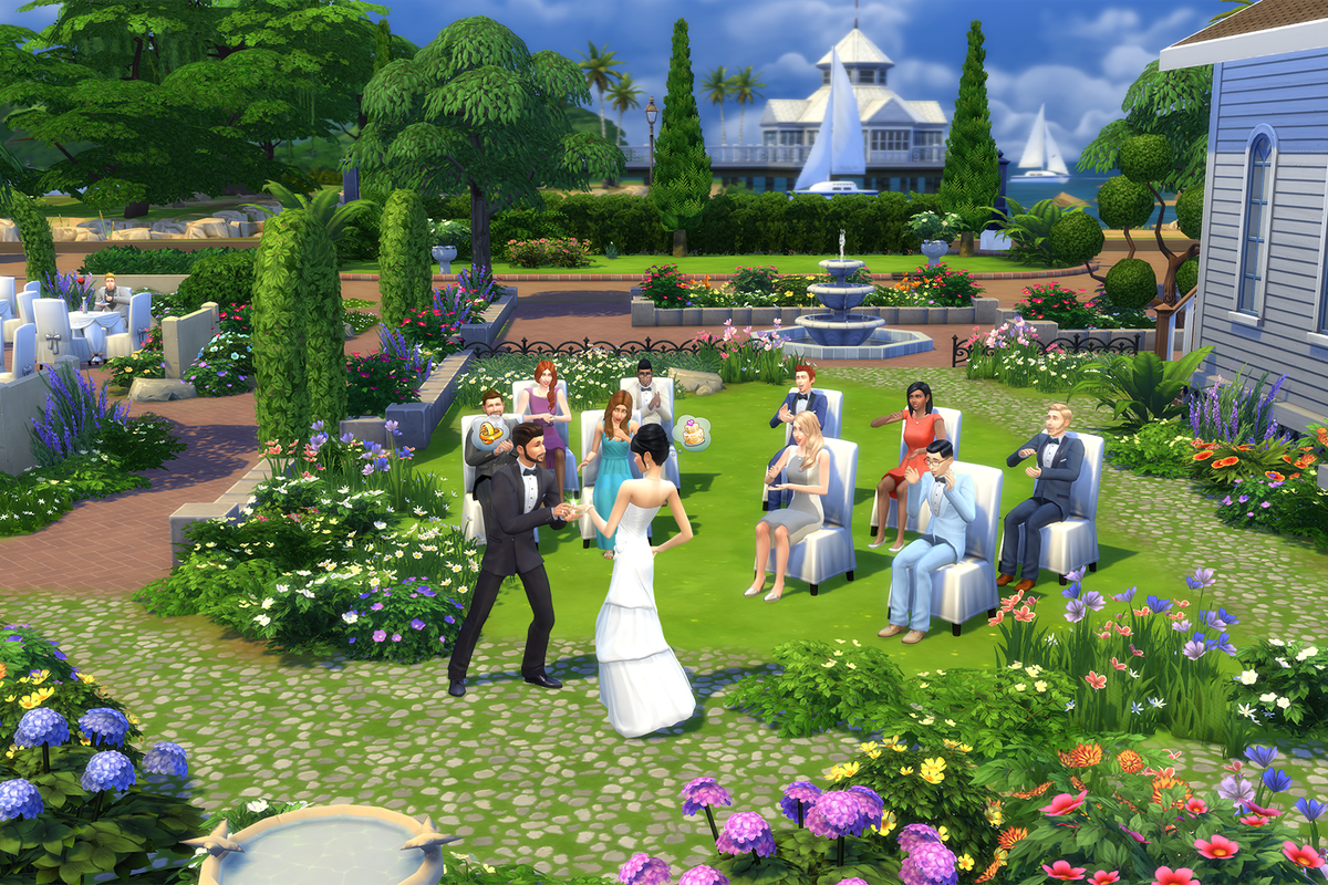 The Sims 4 - a group of Sims attend a wedding