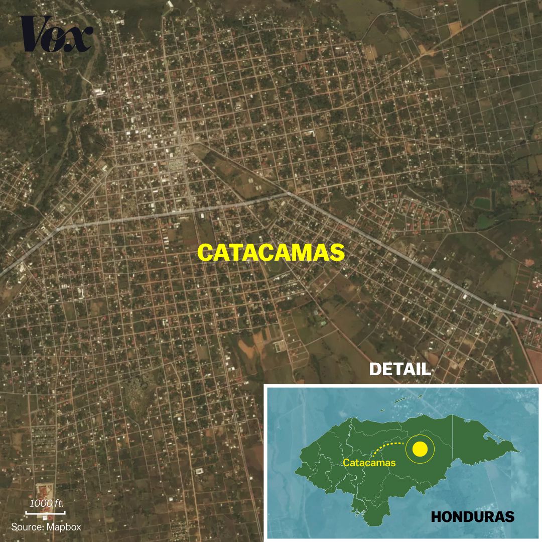 A map of Catacamas, in central Honduras.