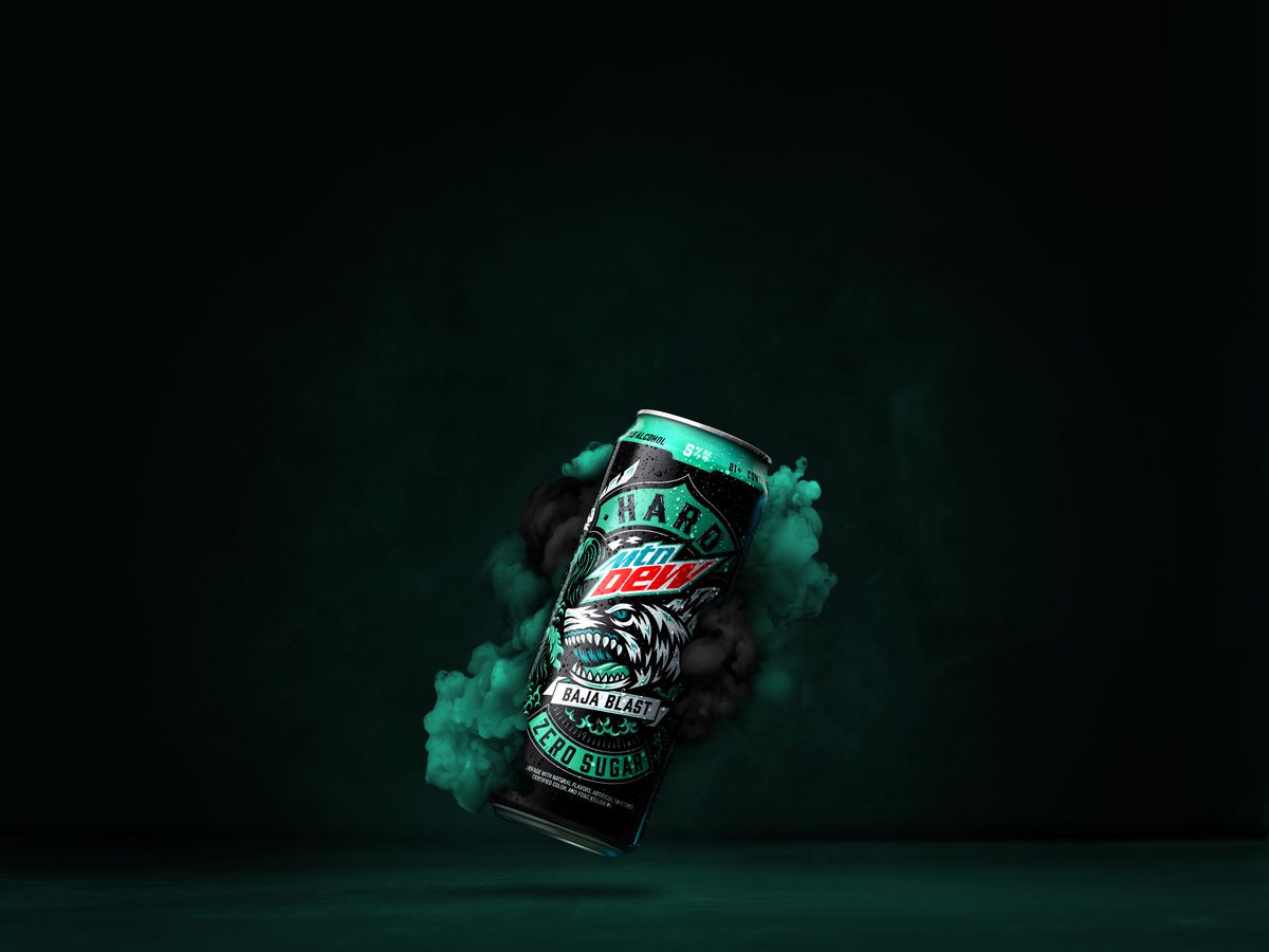 A can of HArd Mtn Dew