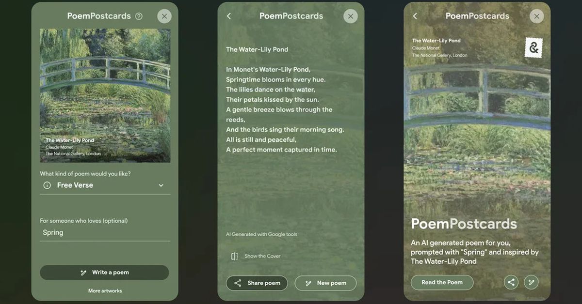 Google’s Arts & Culture app adds AI-generated poem postcards