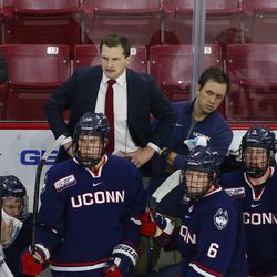The UConn Huskies take on the Boston College Eagles in a men’s college hockey game at Conte Forum in Chestnut Hill, MA on December 7, 2018