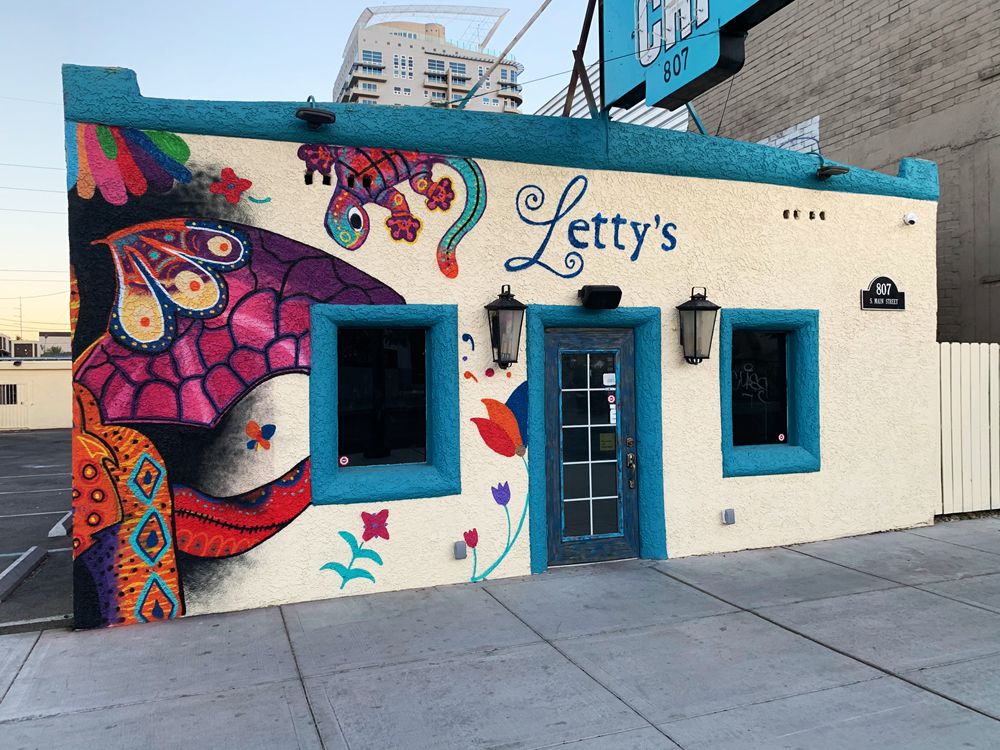 The front entrance to Letty’s De Leticia’s Cocina in the Arts District.
