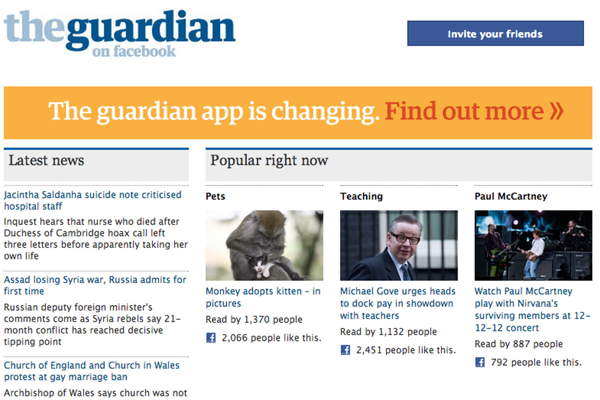 The Guardian Facebook Changing
