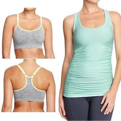 There are some advantages to having a small bust, and being able to use cheap workout gear is one of them. This <a href="http://oldnavy.gap.com/browse/product.do?cid=92883&vid=1&pid=525551042#close">adjustable-strap sports bra</a> from <b>Old Navy</b> get
