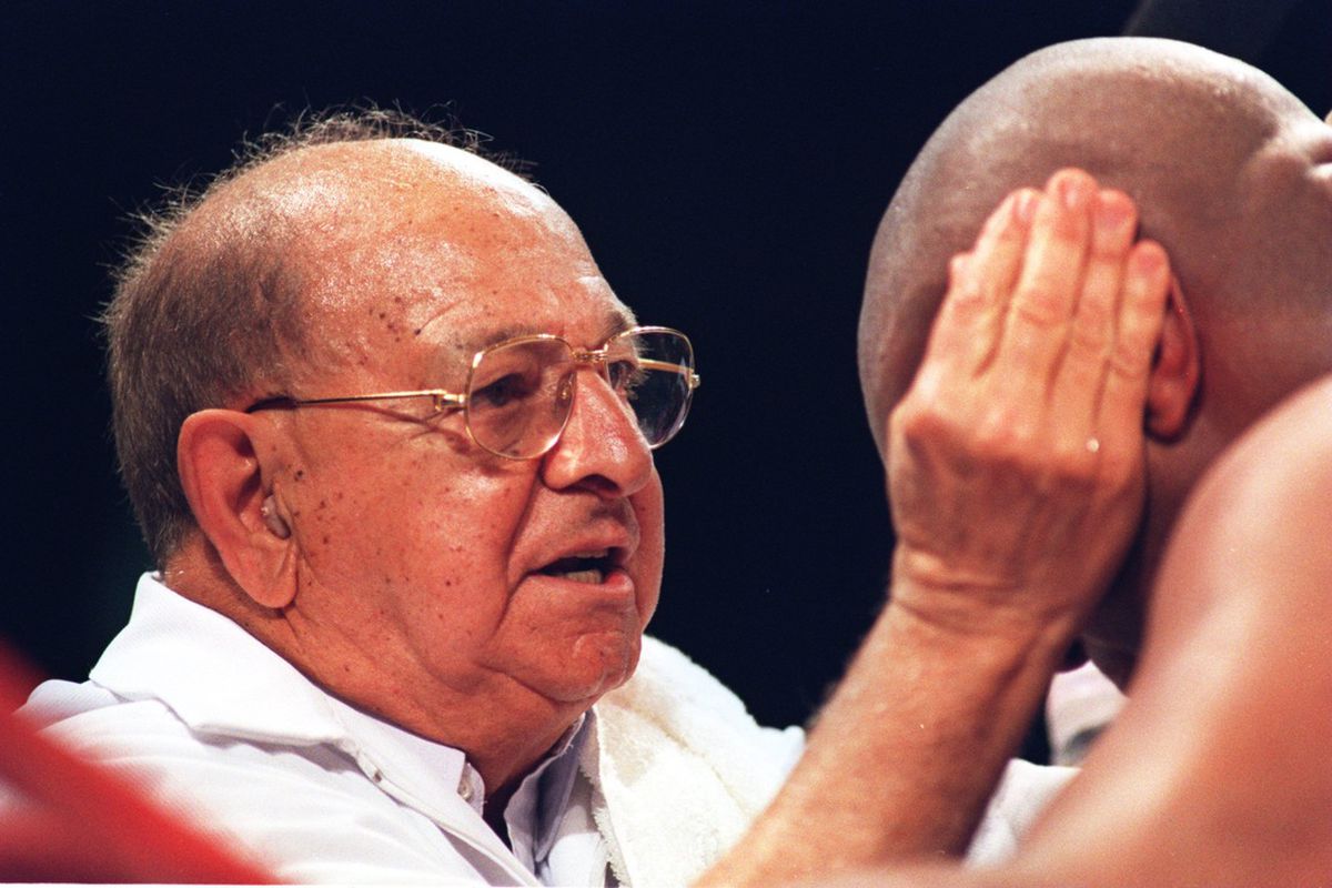 Angelo Dundee (seen here in 1995) passed away on Wednesday. He was 90 years old. (Photo by Mike Powell/Getty Images)