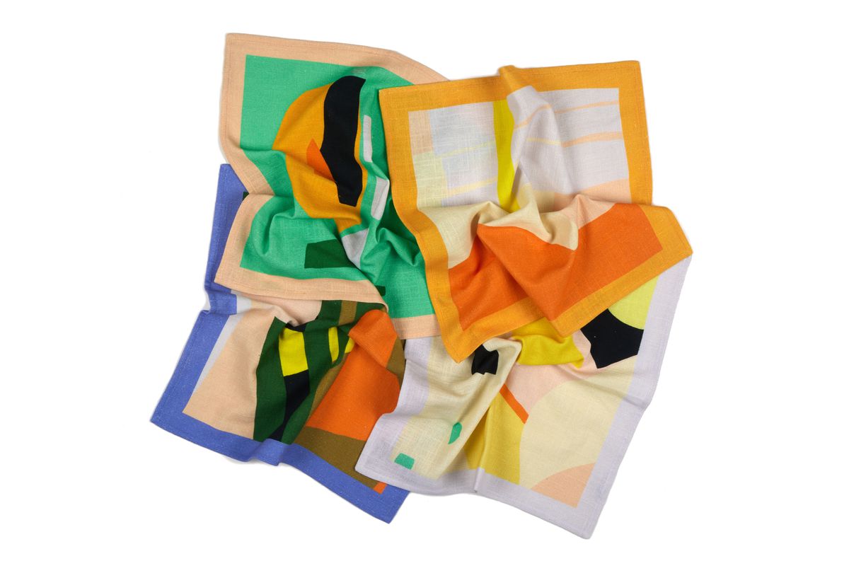 A set of colorful, abstract napkins