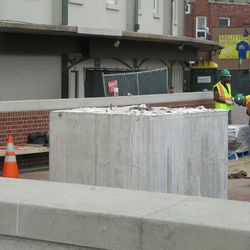 The base of the Ernie Banks statue, without the statue
