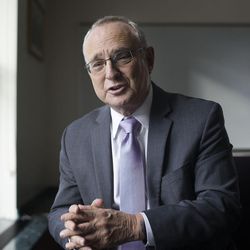 David N. Saperstein, ambassador-at-large for international religious freedom, speaks with a reporter at the Joseph Smith Memorial Building in Salt Lake City on Thursday, Nov. 17, 2016.