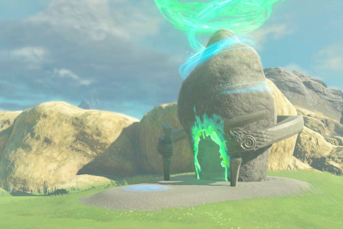In The Legend of Zelda: Tears of the Kingdom, the Makurukis Shrine sits under a clear sky