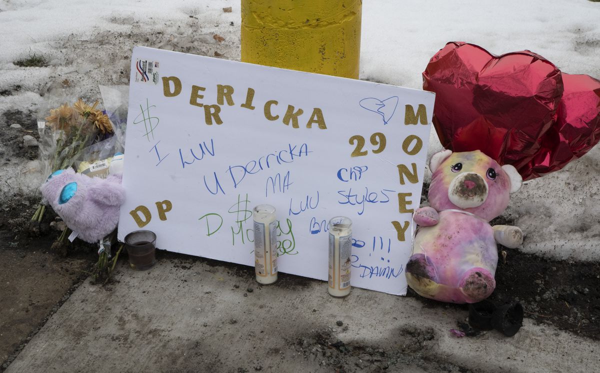 A vigil set up to honor recently murdered Derricka Patrick. Friday, January 14, 2022.