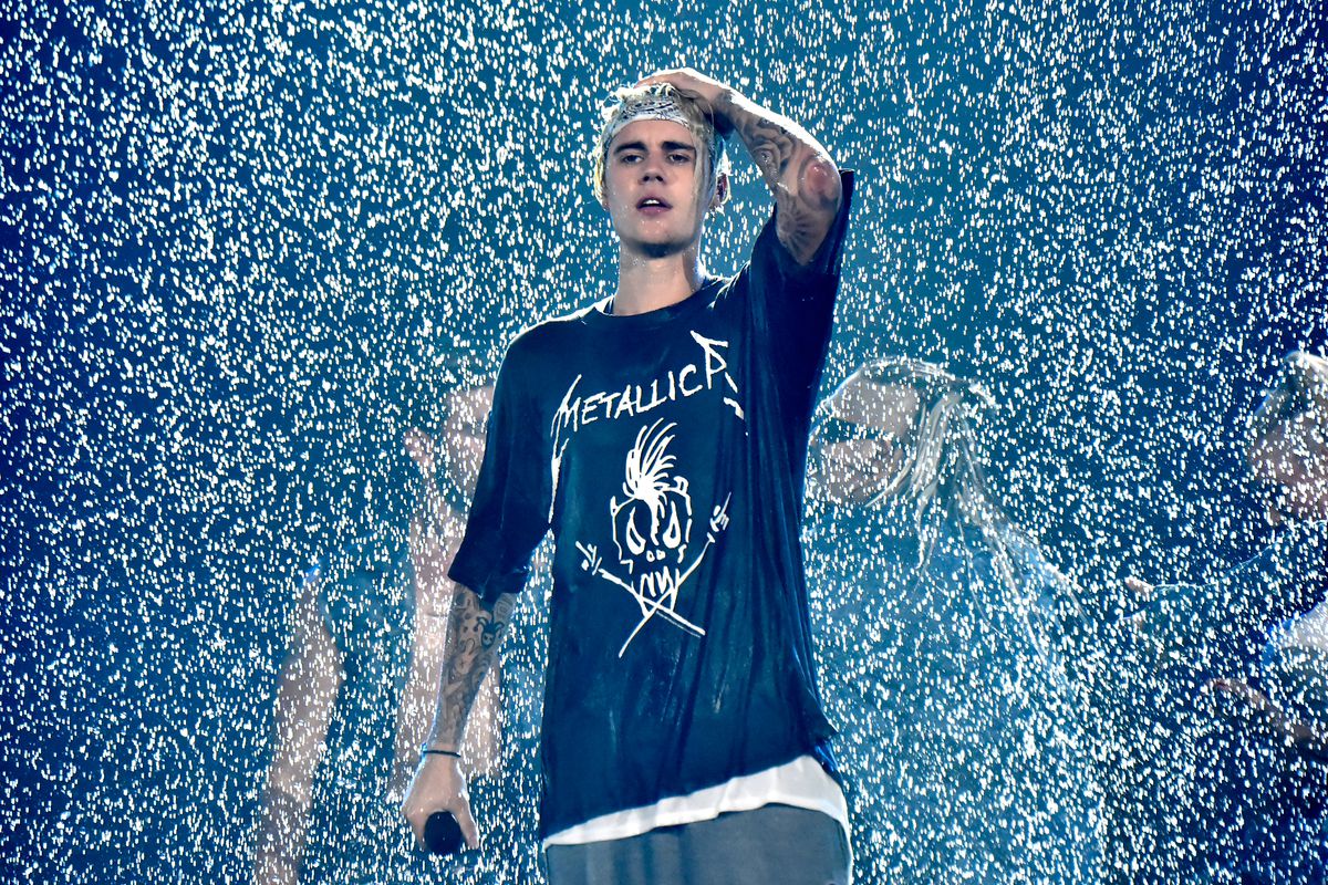 Justin Bieber on stage at the Purpose tour