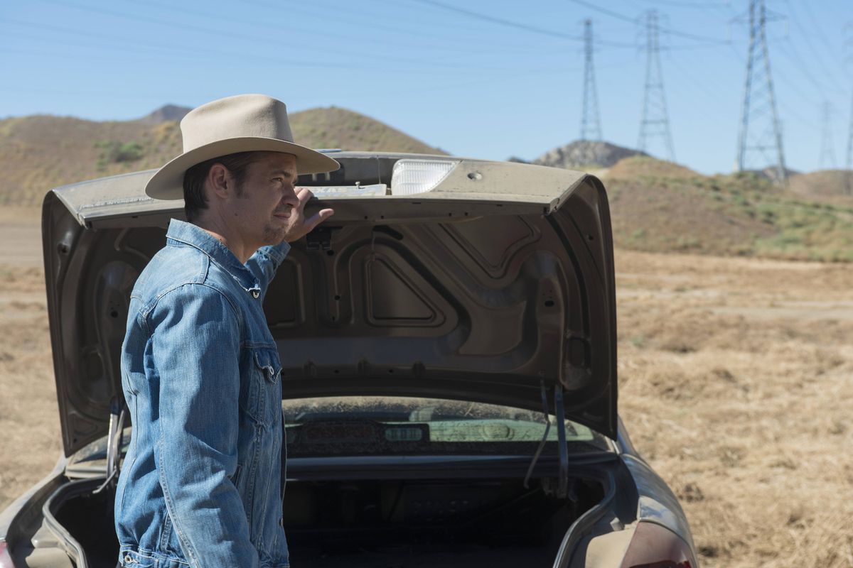 Timothy Olyphant plays Raylan Givens on Justified. Don't try and pull off the cowboy hat just because he can. You know it will never work for you. 