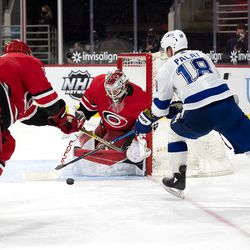 The Carolina Hurricanes lost to Tampa Bay in regulation, 4-2, in PNC Arena on Monday, Feb. 22, 2021.