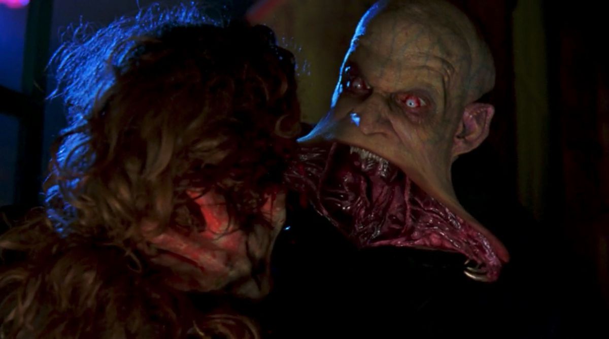 The mutant “reaper” vampire Jared Nomak unhinging his jaw to devour his prey in Blade 2 (2002)