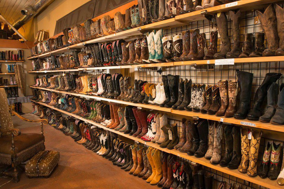 a wall of western boots