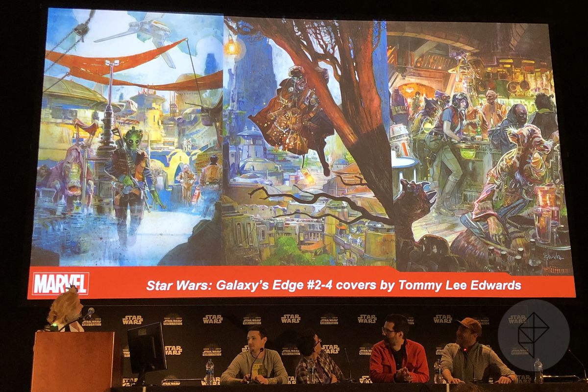 Cover art for Star Wars: Galaxy’s Edge comics from Marvel. Shown during Star Wars Celebration 2019.
