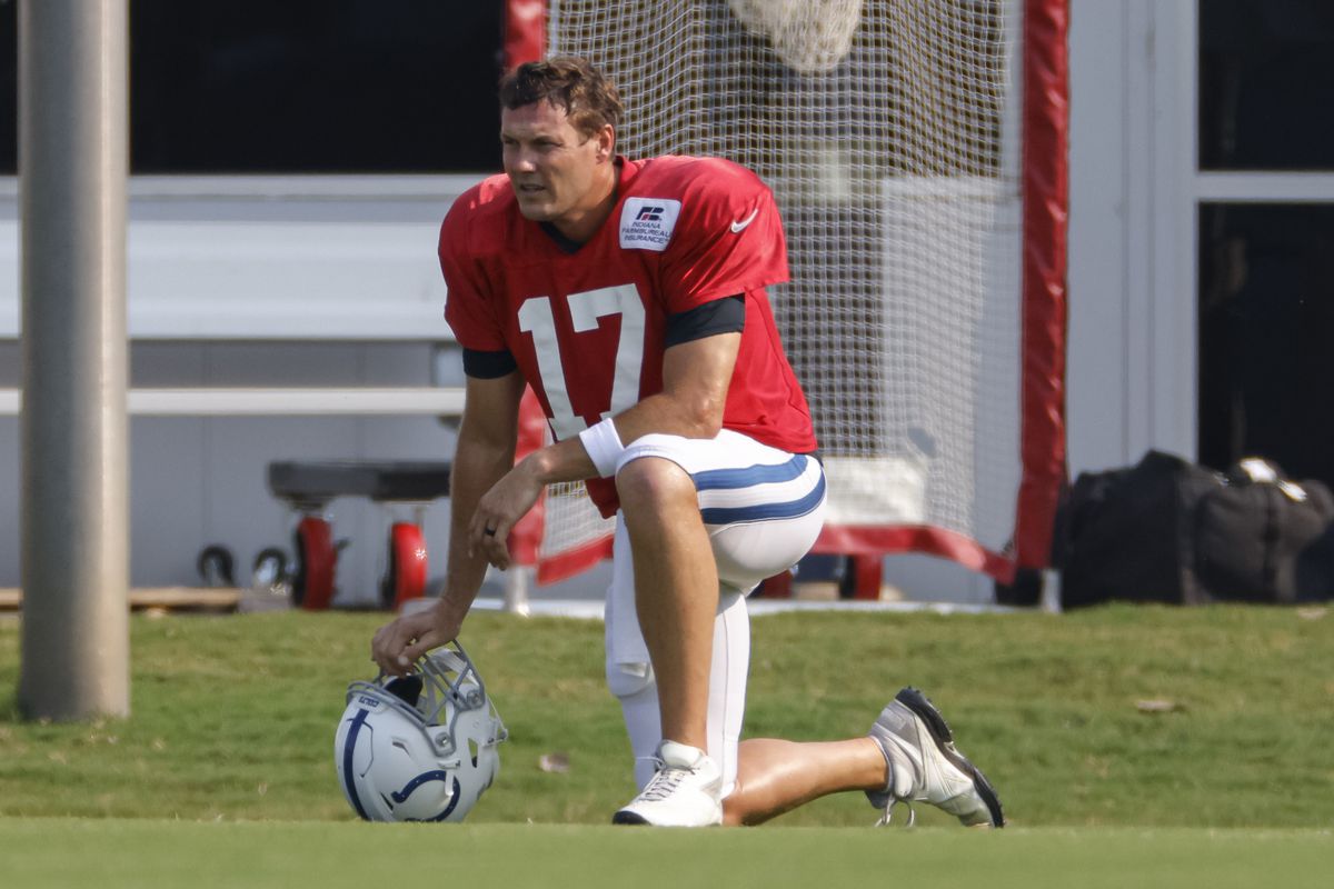 Philip Rivers of the Indianapolis Colts is seen during training camp at Indiana Farm Bureau Football Center on August 26, 2020 in Indianapolis, Indiana.