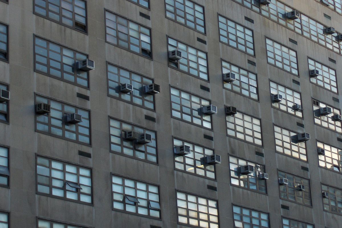 Air conditioners on a building in Park Avenue in New York City.