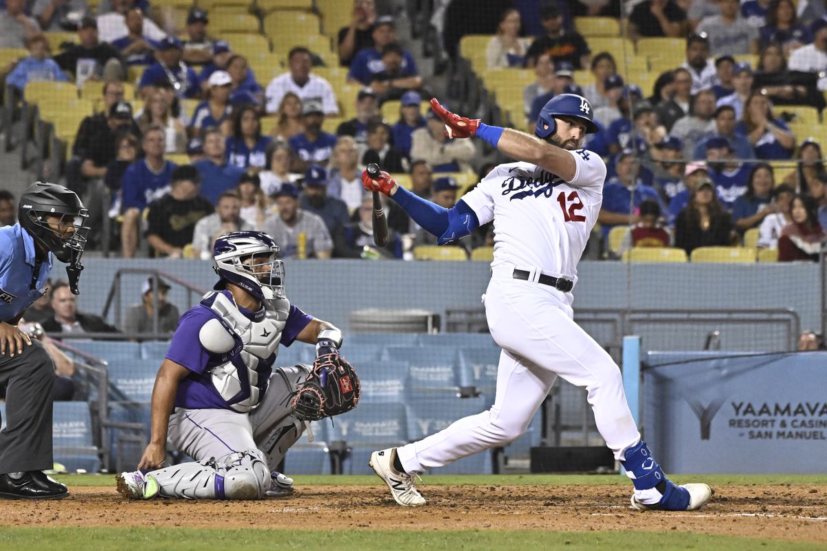 Colorado Rockies defeated the Los Angeles Dodgers 5-2 during a baseball game at Dodger Stadium.