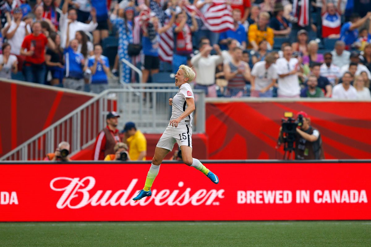 Megan Rapinoe celebrates a goal against Australia in the Women's World Cup