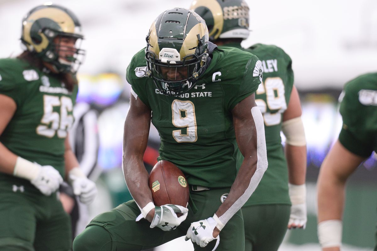 Colorado State wide receiver Warren Jackson celebrates his touchdown reception in the second quarter against Boise State.