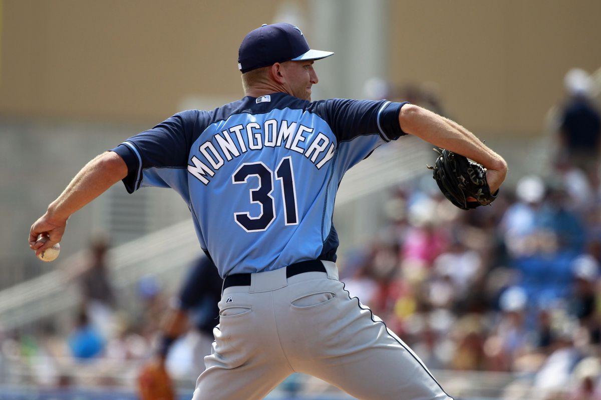 Tampa Bay Rays starting pitcher Mike Montgomery (31) throws a pitch during the sixth inning against the Toronto Blue Jays at Florida Auto Exchange Park. Mandatory Credit: Kim Klement-USA TODAY Sports
