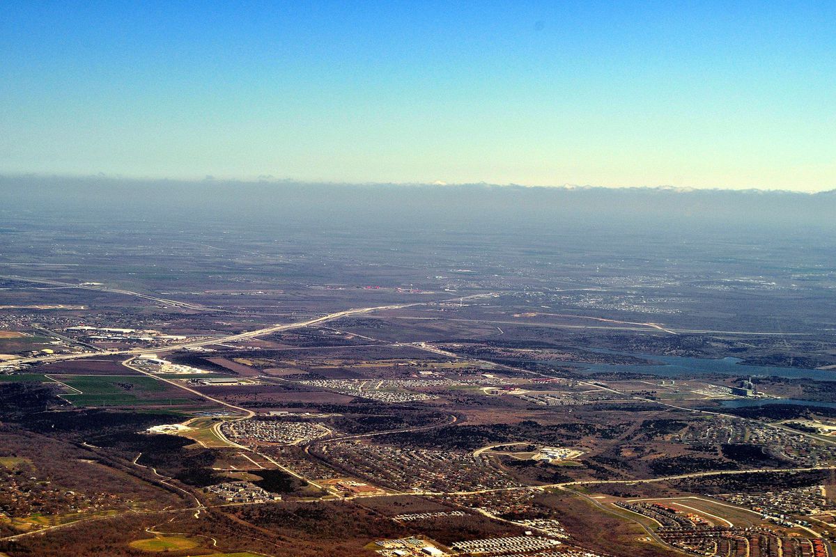 Aerial shot of Austin area