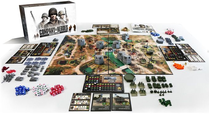 A sample of the core products and upgrades on offer in the Company of Heroes Board Game Kickstarter campaign.