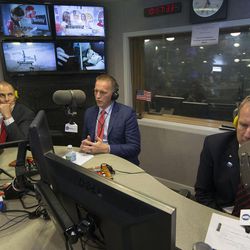 Third Congressional District Republican candidates John Curtis, left, Tanner Ainge, and Chris Herrod debate on KSL Newsradio in Salt Lake City on Wednesday, Aug. 7, 2017.