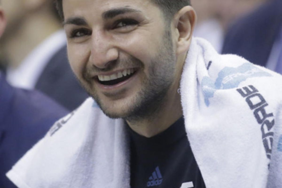 Minnesota Timberwolves Ricky Rubio laughs as he sits on the bench during the second half in an NBA basketball game against the Utah Jazz Wednesday, March 1, 2017, in Salt Lake City. Timberwolves won 107-80. (AP Photo/Rick Bowmer)
