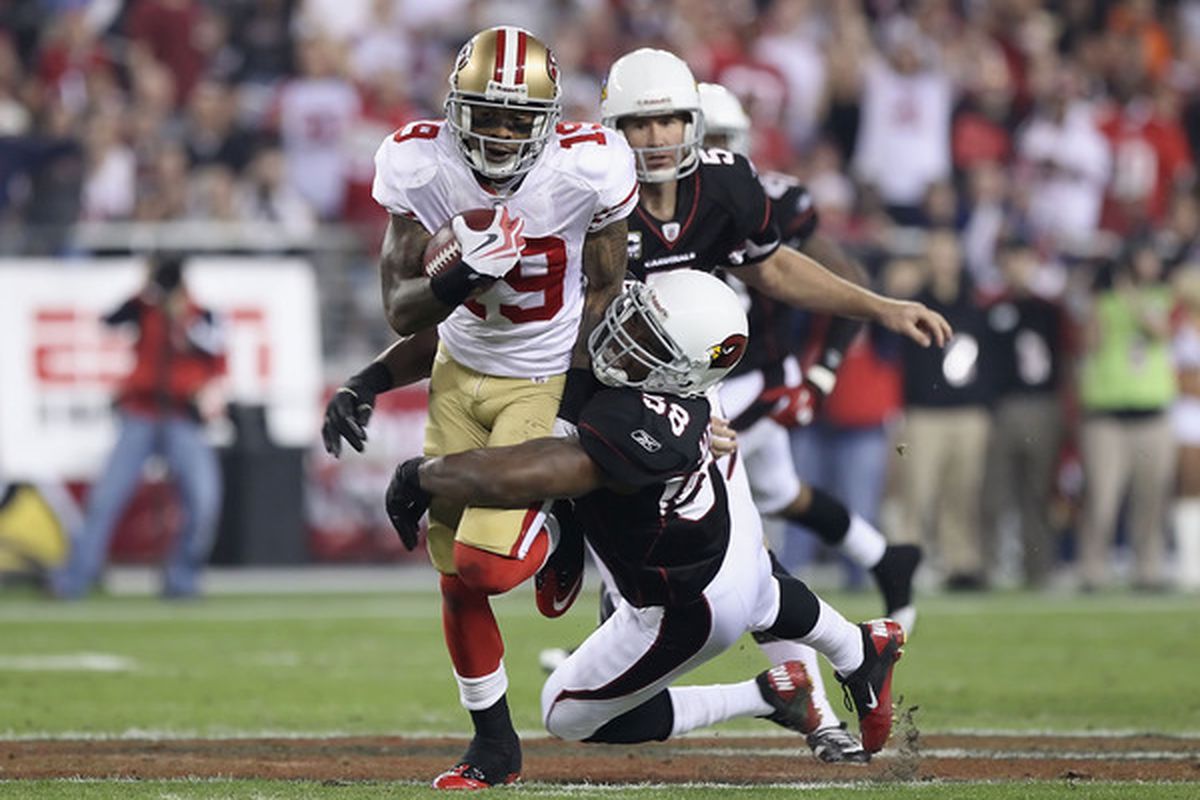 Ted Ginn Jr. wasn't perfect on Monday night, but his returns against the Cardinals were among his best this year, and were a big part of the 49ers ability to start strong. (Photo by Christian Petersen/Getty Images)