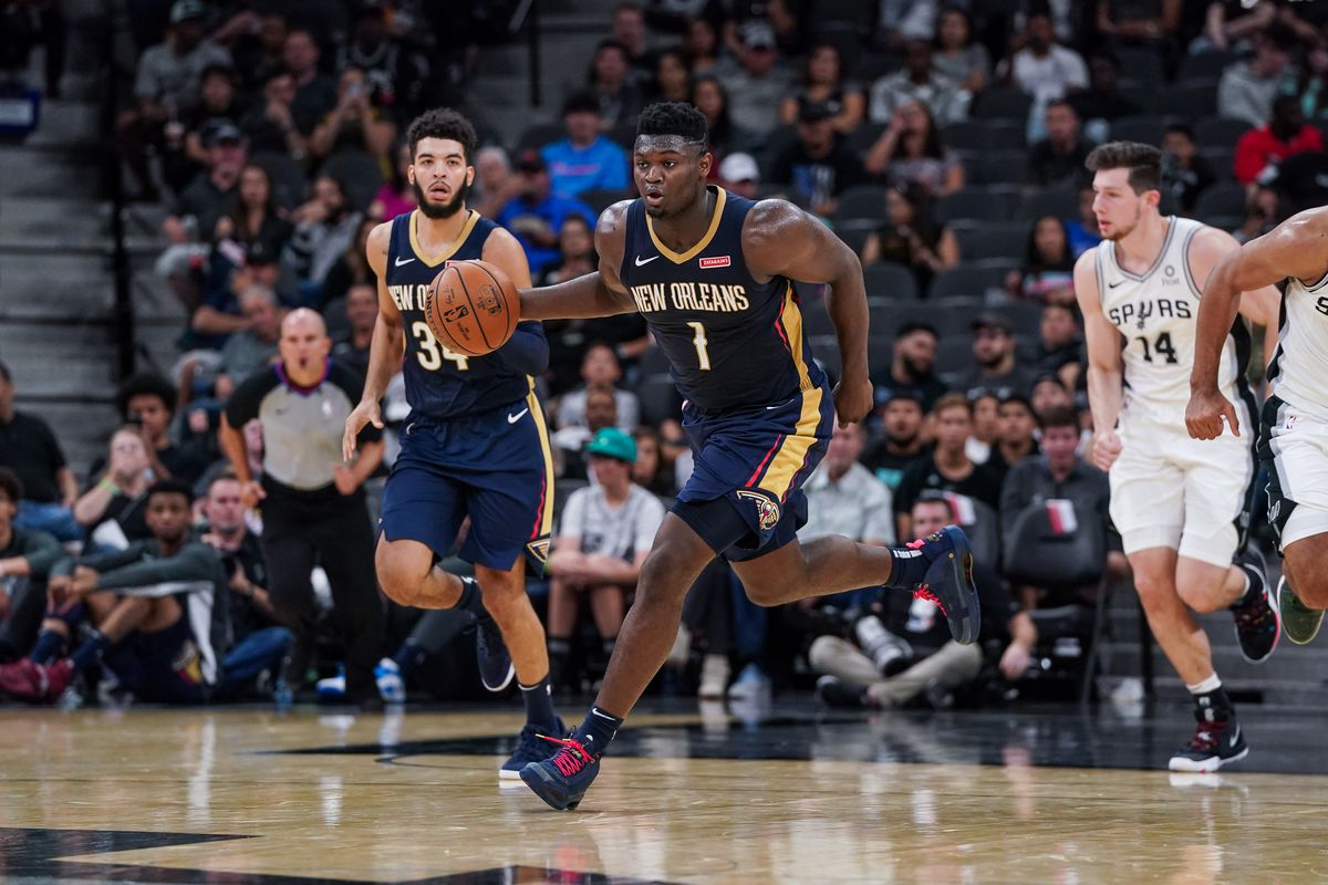 New Orleans Pelicans forward Zion Williamson brings the ball up the court against the San Antonio Spurs at the AT&amp;T Center.&nbsp;